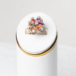 14K Yellow Gold, Colored Sapphires and Diamond Ring