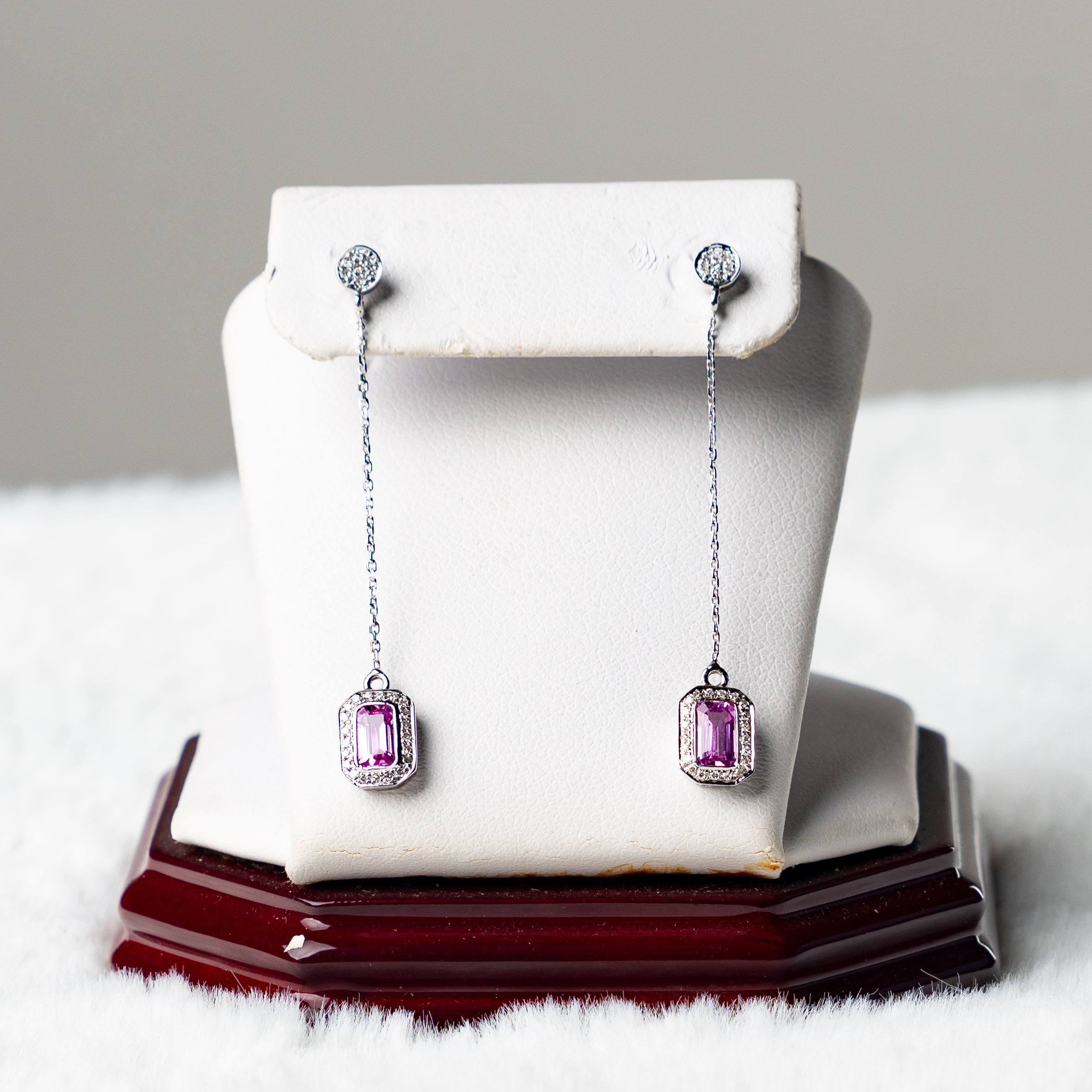 1.39 ctw Pink Sapphire and Diamond Pendant in 14k white gold(SSP-5085)